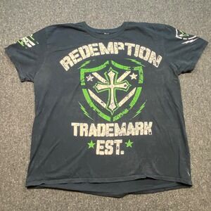 Raw State Redemption TShirt‎ XXL Mens Black Streetwear Shield Cross Graphic Tee